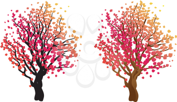 Abstract stylized tree with colorful leaves for season of autumn.