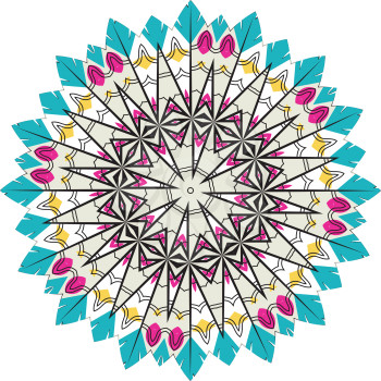 Decorative stylized colorful round ornament, mandala design illustration.