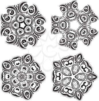 Abstract decorative ornamental round floral pattern background.