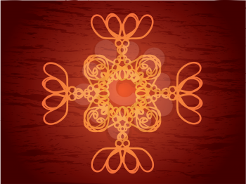 Illustration of colorful hand drawn ornament over wood texture.