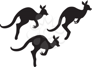 Cute cartoon kangaroo silhouette, abstract animal design illustration.