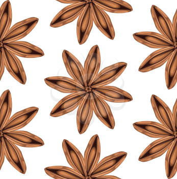 Aromatic spice star of anise illustration on white background.