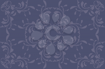 Illustration of retro blue flower pattern background.