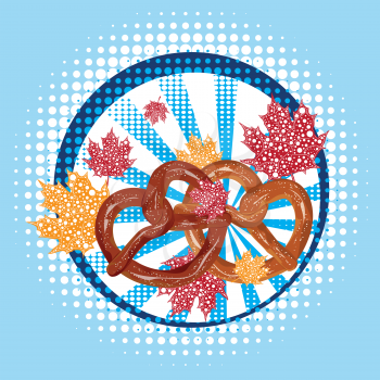 Delicious pretzel with topping cartoon food design.