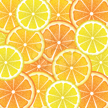 Grapefruit, lemon and orange citrus fruit slices, colorful background.