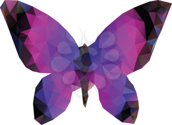 Abstract colorful polygonal butterfly on white background.