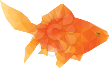 Abstract bright polygonal gold fish on white background.