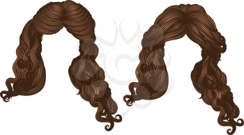 Illustration of hand drawn curly hair style of brown color.