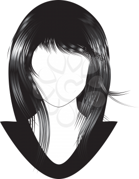 Cartoon oriental girl with black hair, asian hairstyle.