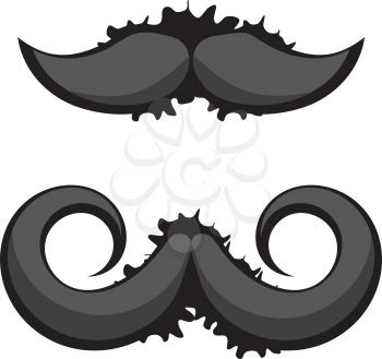 Black mustaches with grunge splatters on white background.