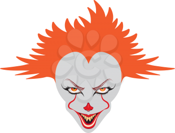 Cartoon creepy evil clown face for Halloween.