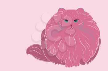 Cute cartoon cat fat very furry illustration.