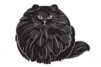 Cute cartoon cat fat very furry illustration.