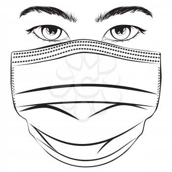 Abstract male eyes with disposable face mask illustration design.