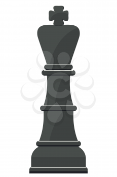 Black single cartoon chess piece king illustration.