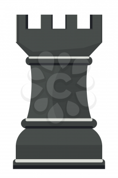 Black single cartoon chess piece rook illustration.