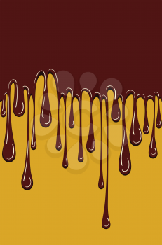 Abstract background with brown dripping chocolate, coffee or paint.