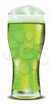 Saint Patrick's Day pint of green beer on white background.
