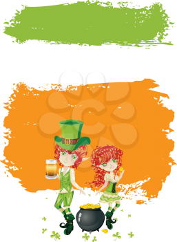 St Patrick's Day themed illustration with leprechaun background.