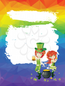 St Patrick's Day themed illustration with leprechaun background.