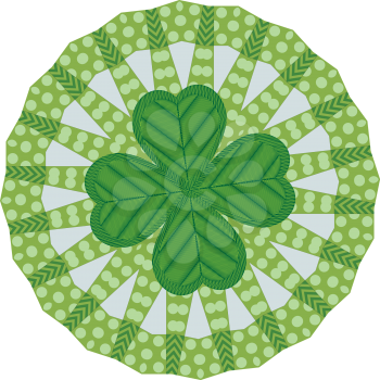 Green shamrock or clover decorative embroidery illustration.