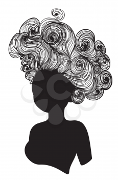 Curly medieval hairstyle rococo baroque wig design.