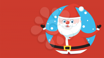 Christmas banner with happy cartoon Santa, holiday background.