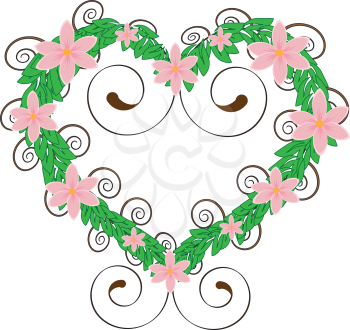 hart shaped flourish frame with pink flowers