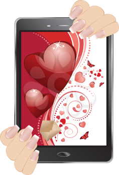 Lovely Valentines day greetings with red heart on digital display.