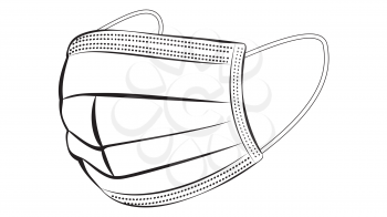 Protective disposable face mask, surgical mask illustration design.