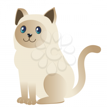Cute cartoon siamese cat, abstract kawaii kitty design illustration.