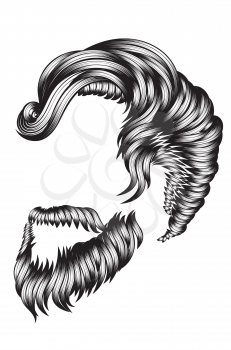Bearded hipster hairstyle for men in black and white design.