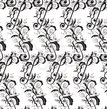 Abstract musical background with music notes and floral.