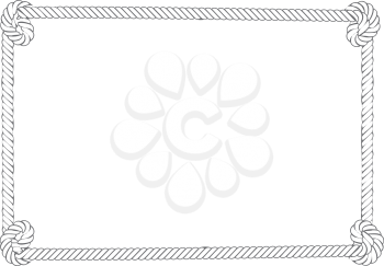 Rope border of grey and white color with knots.