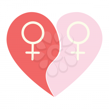 Symbolic gender signs inside of a heart, homosexual relationship, LGBTQ.
