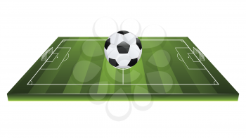 Football or soccer field with ball and white markings illustration.