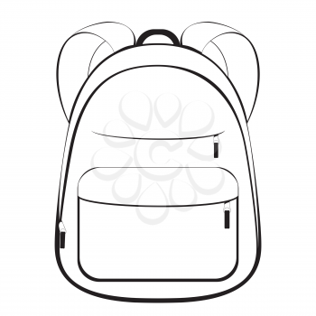 Cartoon school backpack in black and white design.