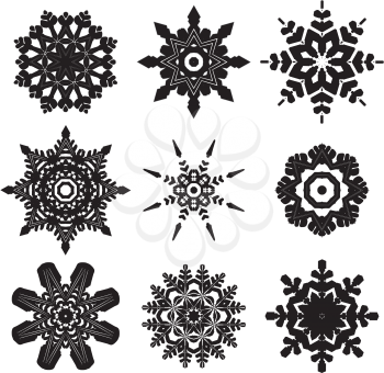 Collection of decorative snowflakes on white background.
