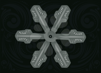 Dark ornamental background with abstract decorative snowflake.