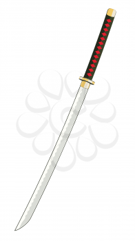 Traditional samurai weapon, Japanese katana sword design.