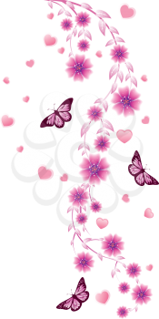 Beautiful pink ornament with butterflies and flowers.