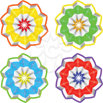 Colorful flower shaped ornaments set, paper flowers.