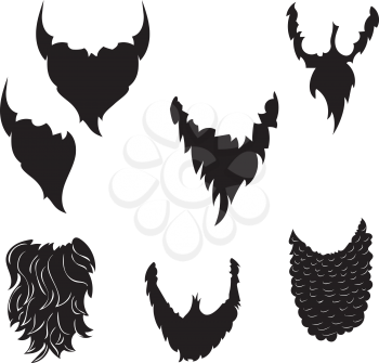 Collection of black beard silhouettes in different shapes, party props.