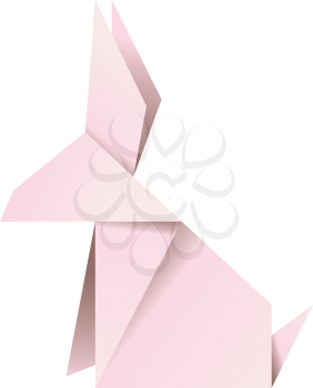 Abstract origami bunny made of pink folded paper illustration.
