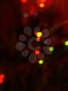 Abstract colorful circular bokeh background, night Christmas lights.