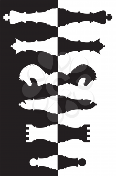 Abstract chess pieces design, sport themed illustration.