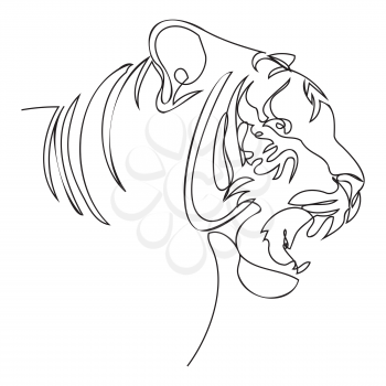 Decorative abstract tiger portrait in line art style.