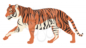 Abstract illustration of walking red tiger design