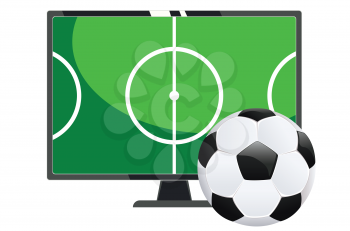 Soccer or Football match translation on TV screen illustration.