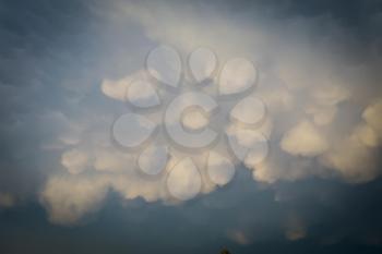 Unusual Mammatus clouds appears after the storm.